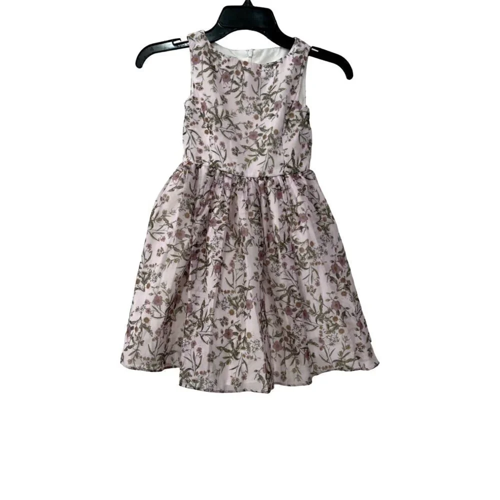 NWOT PIPPA & JULIE Kids' Size 5 Little Girl's Ditsy Floral Opaque Organza Dress